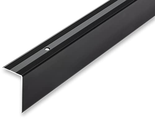 NALine® Alu Winkelprofil 30 x 52 x 1500 mm Treppenwinkel schwarz gebohrt inkl. Montageset Treppenkantenprofil Treppenkante