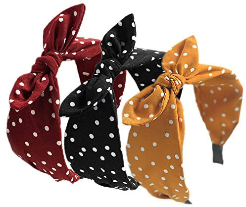 Haarreif 3 Stück Haarreifen Damen Breit Retro Stirnband Haarreifen Vintage mit Knoten Haarband Stoff Haarreif für Frauen Mädchen Lieferungen (3dropbow)