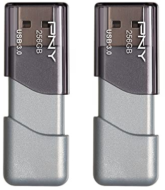 PNY P-FD256X2TBOP-MP 256GB Turbo Attaché 3 USB 3.0 Flash Drive,Silver (Pack of 2)