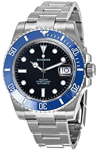 Sugess High-Beat 28800 bph Ocean Star 200M Wasserdichtigkeit 316L Edelstahl Keramik Lünette Automatische mechanische Taucher Herrenuhr SW126619LB, silber