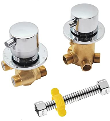 AFUDER Mischbatterie dusche 2/3/4 Durchgang Duschthermostat | Thermostat dusche Messing Duscharmatur thermostat Steuerung Wegeventil Schlauchanschluss Schalter Wasserstrom Duschventil