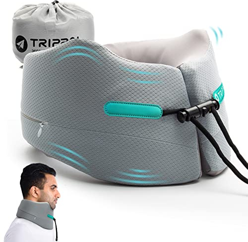 Joscoal Nackenkissen Flugzeug Reisekissen für Reisen Auto Büro Gaming Einstellbares Memory Foam 360° Stütze Reisekissen(Größe M, GRAU)