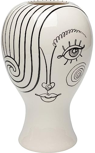 Kare Design vaso Favola Lady, argento, sagoma faccia feminile, portafiori, centrotavola, soggiorno, sala da pranzo, studio, decorazione casa, stile romantico, 30cm (A)