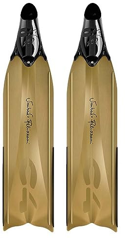 C4 Umberto Pelizzari - Linea Flare Freediving Glam - Pinne - Maschere - Snorkel Sideral e Aurea Apnea Pesca Subacquea (Pala Soft, Aurea Oro, Taglia 38/39)