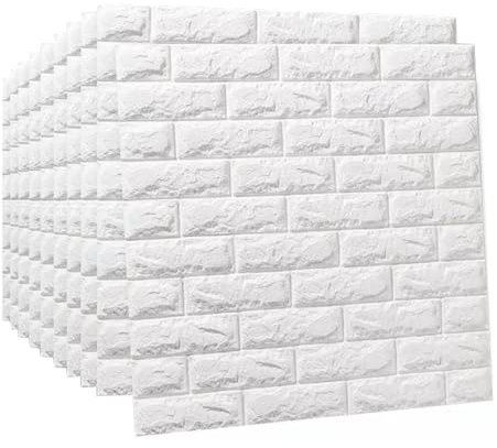 PE Wandaufkleber Wandtapete, 3d Wandpaneele Selbstklebend, Tapete Steinoptik Tapete Ziegel, Wandpaneele Aus Styropor Wasserdicht, 3D Tapete für Schlafzimmer Wohnzimmer Badezimmer Küche,10 Stück ( Colo