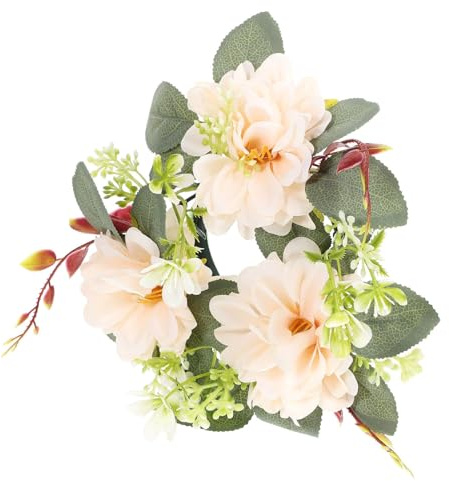 Blumenkranz Kerzenring mit Künstlichen Blumen für Stumpenkerzen | Kunststoff, für Zuhause und Hochzeiten, Täuschend Echt, Pflegeleicht und Dauerhaft Formschön