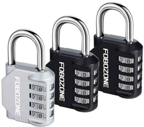 Candado de Combinación, Candado Taquilla Numérico 4 Dígitos Impermeable en Aleación de Zinc, Cerradura de Seguridad para Gimnasio, Escuela, Natación, Maleta, Caja de Herramientas y Uso Exterior