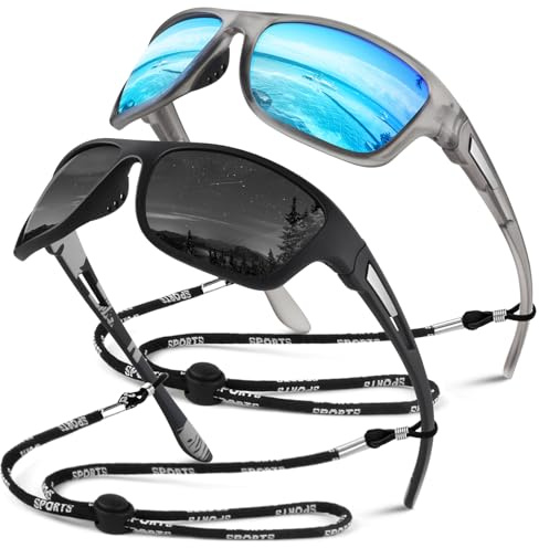 Sunier Polarisiert Sonnenbrille Herren Damen,Sport Brille UV400 Schutz | Anti Glare, Ultraleicht Langlebig Rahmen, Verspiegelt Linse, Fahrradbrille, Angeln, Fahren, Laufbrille, Radfahrbrille