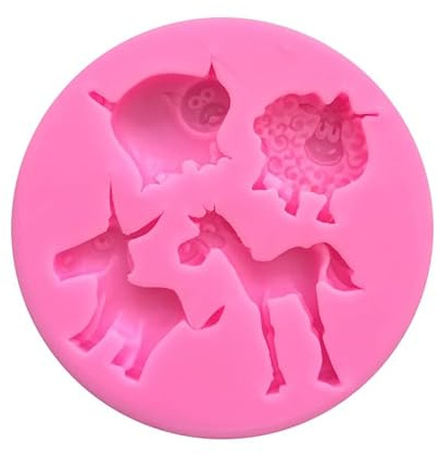 VOoqo Silikonbackform 2 Stück Tierform, Silikonform, Ferkel, Lamm, Pony, Esel, Backform