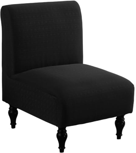 LavishCover Armless Accent Chairs Covers, Thick Armless Recliner Sofa Cover Stretchable, Removable Armless Chair Slipcover for Living Dining Room Hotel (Black, 1pc)