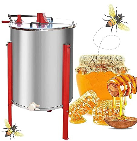 sjdoPulse Extracteur De Miel, Équipement D'Apiculture, Centrifugeuse À Miel À 4 Cadres en Acier Inoxydable, Outils D'Équipement D'Apiculture À Tambour en Nid d'abeille pour Apiculteurs