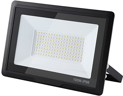Treoir Projecteur LED Exterieur 100W, 10000LM Super Brillant IP66 Etanche 3000K Blanc Chaud pour Garage, Jardin, Terrace, Cour