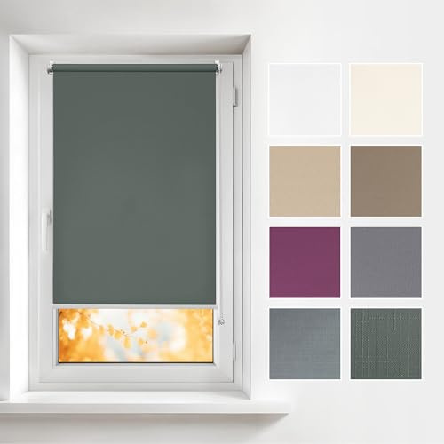 Estika – Fensterrollo Klemmfix ohne Bohren – B55 x H150 cm – Farbe Dunkelgrau – Sichtschutz für Innenfenster – Rollos Jalousien
