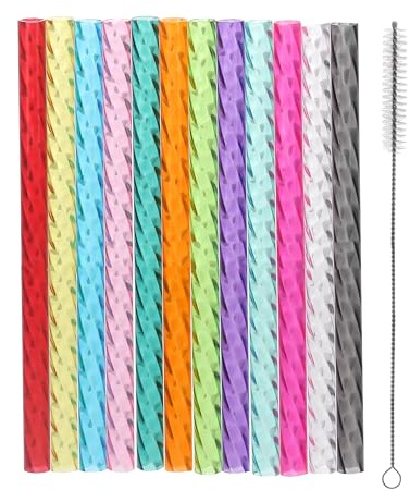 Dakoufish Lot de 12 pailles réutilisables en plastique transparent de 15,2 cm pour mini gobelets Mason Jar courts de 177 à 236,8 g, pailles de rechange avec brosse de nettoyage (15,2 cm, 12 couleurs)