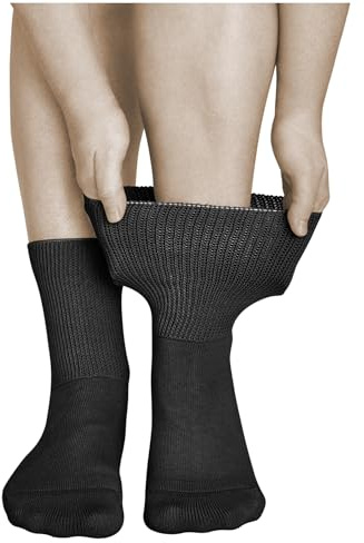 vitsocks Femme chaussette diabétique extra large sans couture (2 PAIRES) non comprimante pieds gonflés, diabète, coton