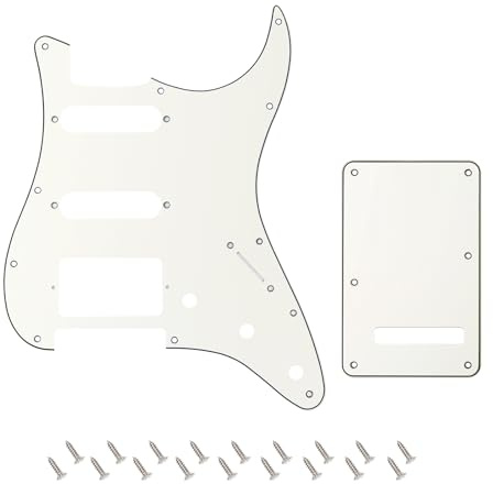 Banworks 3Ply Strat HSS Pickguard 11-Hole SSH Pickguard Scratch Plate with Backplate 6-Hole Trem Tremolo Cover Set for USA/Mexican Modern Style Standard Stratocaster ST JT/HB-09 Vintage White