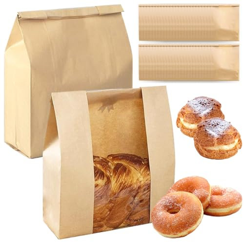 Sacs à pain en papier Sacs de pain au levain imperméables pour pain fait maison 50 pcs Sac de boulangerie en papier pour emballage d'aliments cuits au four Stockage.