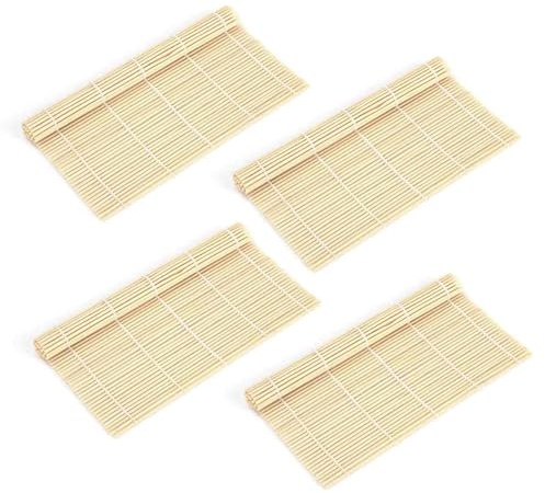 4Pcs Sushi Mat, Bamboo Sushi Rolling Mat DIY Sushi Roller Mold Maker Helper for Beginner(23 x 24cm)