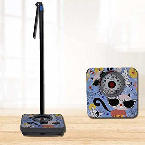 7LiuYueFei6 Báscula de baño mecánica, báscula Personal para medir el Peso Corporal, báscula médica portátil con Varilla de Altura Desmontable, 71-190 cm (Color: Negro) (Gatito)