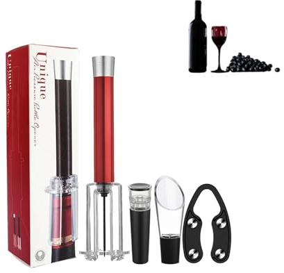 Kit décapsuleur de vin rouge - Kit d'ouverture de vin multifonction, ouvre-bouteille manuel d'air - 4 accessoires d'ouverture de bouteille - Coupe-vide pour fête, maison, extérieur - Pique-nique