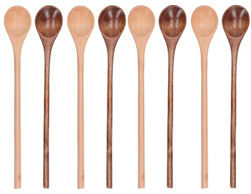 Cuillère de Cuisine en Bois, Cuillère en Bois Décorative en Hêtre, pour Plats Chauds et Froids, Poignée Confortable, avec un Beau Look
