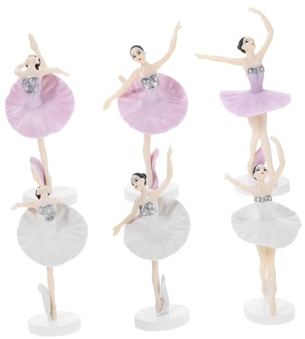VANZACK 6stücke Ballerina Kuchenaufsatz Mit Sockel Dekoration Für Geburtstagsfeiern Partys Und Hochzeiten Weiße Figuren Aus Hochwertigem Kunststoff