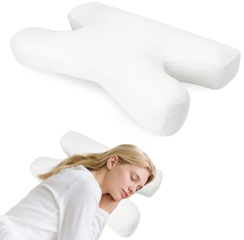 vocheer Almohada antiarrugas, almohada de belleza ajustable que proporciona apoyo para el cuello y alivio del dolor, almohadas alternativas de plumón respetuosas con la piel, diseño ergonómico de