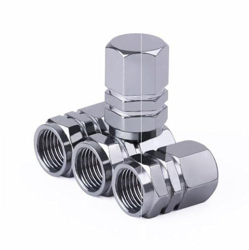LGBWF 4Pcs Auto Reifenventil Ventilkappen, für Volkswagen Passat B9 eHybrid 2024 Wasserdicht Staubkappen Anti-Diebstahl Dichtung Valve Caps, Car Zubehör,E-Gray