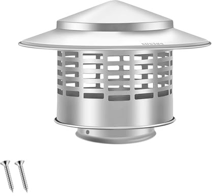 Qrity 1 Pcs 304 Stainless Steel Chimney Cover Cap, Round Air Vent Covers, Round Vent Top Exhaust Roof Cap, for 75mm (2.95 Inch) Roof Vent, Pipes, Chimney Pipe