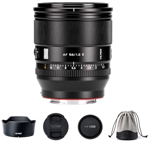 VILTROX 56mm F1.2 Pro E Mount Obiettivo, 56mm f/1.2 Autofocus Grande Apertura APS-C Prime Obiettivo Compatibile con Sony E-Mount Mirrorless A7SIII A7III A7RIII A7IV A7RIV A9 A1 FX3 A7RV ZVE1 A7CR
