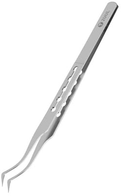 Pinzas de acero inoxidable con punta recta y punta curvada, antideslizante, agarre ergonómico para electrónica, joyería, pinzas de laboratorio