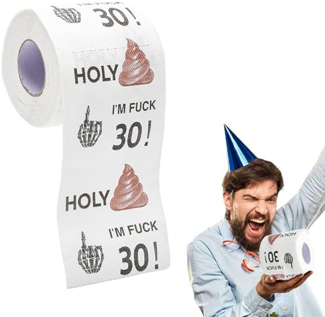 Carta Igienica Divertente 30 Anni, Regalo Originale per Uomo Donna, Carta Igienica Scherzo Prank, Decorazione Festa 30 Anni, 3 Veli, 160 Fogli, Confezione Igienica