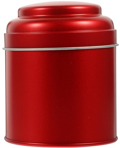 DEARMAMY Boîte à Thé en Fer Rouge Couvercle Double Couche Scellé, Rangement Étanche pour Sucre et Thé, Design Unique et Finition Soignée, Cuisine Voyage