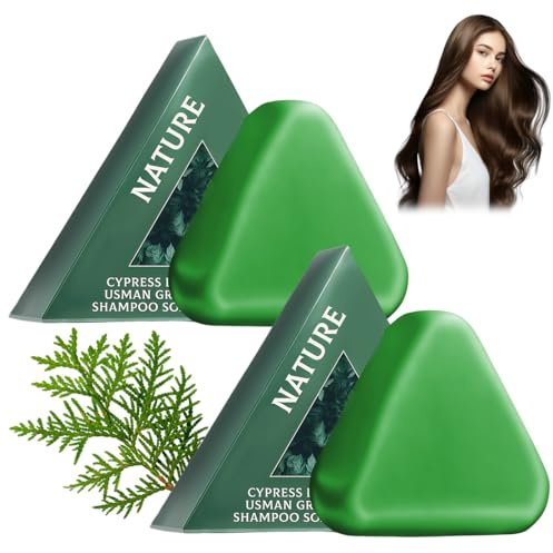 2PC Seven green soap,Nature Triangle Shampoo Bar, für eine gesunde Kopfhaut, Pflegen Sie Ihr Haar – ökologische Größe