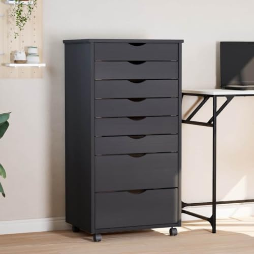 Frdhee Werkzeugschrank Schließfachschrank Fächerschrank,Rollschrank mit Schubladen Moss Grau Massivholz Kiefer,Schrank Für Büro,Garage,Modernes Design,Leicht Zu Pflegen,Einfach Zu Montieren