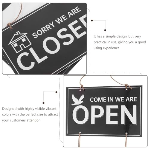 HOOTNEE Letrero Vintage Doble Cara para Horas de Negocio Cartel Colgante Abierto y Cerrado Señal Decorativa para Tiendas Cafeterías y Salones