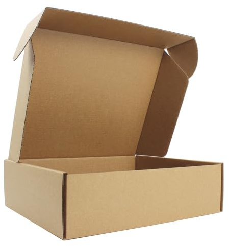 25 x 20 x 7 cm Kraft Wellpapp Postlådor med Insticklock – Återvinningsbar Kartong – Naturligt Brun Inuti/Utanpå – För Presentset, Handgjort, Frakt – 25 Pack
