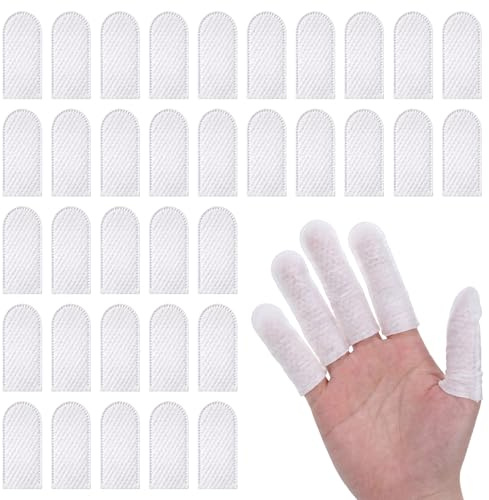 100 PCS Cotton Finger Cots, Breathable Finger Bandage Tubular, Disposable Cotton Thumb Protector for Injured Fingers, Nail Cleaning, Dogs and Cats Ear Cleaning