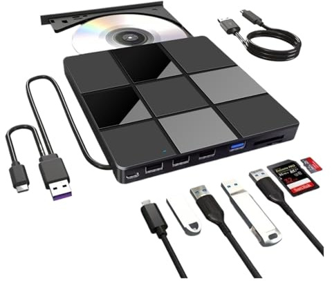 USB3.0 Type-C 7 en 1 Lecteur Optique Portable Externe UHD 4K Blu-Ray BD DVD Burner Archivage et Sauvegarde de données(Blu-Ray Burner)