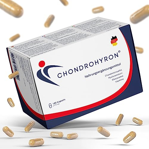 Chondrohyron 180 Hyaluronsäure Kapseln hochdosiert - Glucosamin Chondroitin hochdosiert - Hyaluron Kapseln - Made in Germany - Mit hochwertigen Vital- und Aufbaustoffen - Glutenfrei & Laktosefrei