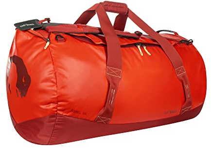 Tatonka Reisetasche Barrel XXL (130 Liter) - Wasserfeste Tasche aus LKW-Plane mit Rucksackfunktion und großer Reißverschluss-Öffnung - 130l Rucksacktasche - robust und pflegeleicht (red orange)