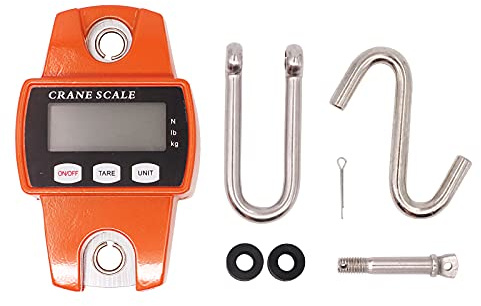 MUALROUS 300KG Escala de grúa Electrónica Báscula de Grúa Digital Báscula Colgante de Gancho Electrónico, Escalas Industriales Báscula de Equipaje Para Granja, Caza, Pesca Al Aire Libre (naranja)