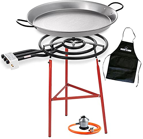 Bricolemar Paellero a Gas 60 cm + Kit Completo (Paellera 70 cm + Patas Reforzadas + Regulador + Manguera + Delantal)