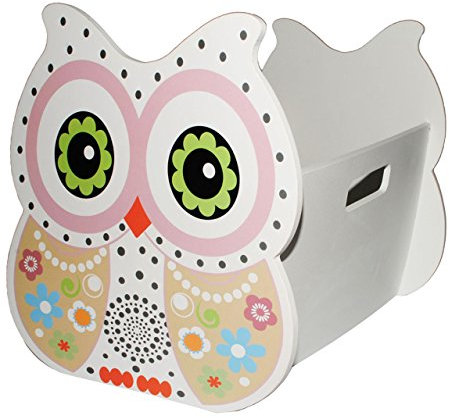 alles-meine.de GmbH Puppenbett aus Holz - lustige Eule - weiß - für Puppen & Plüschtiere - ideal auch als Aufbewahrungsbox/Aufbewahrungskiste - Utensilo - Holzbett Bett BAB..