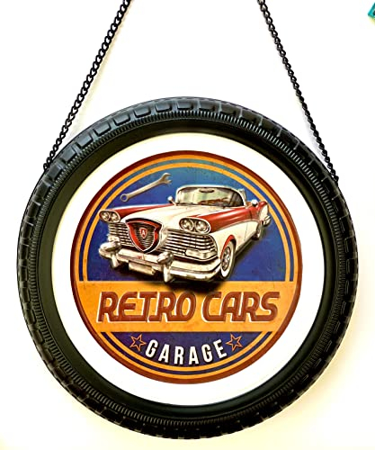 DiiliHiiri Cartel 3D Coches Clásicos — Original Cartel Vintage Retro De American Retro Sign Company para Bar Pub Cafeteria y Taller. Decoración Letrero Vintage de los Años 50. 30x60x4cm (9541-2)