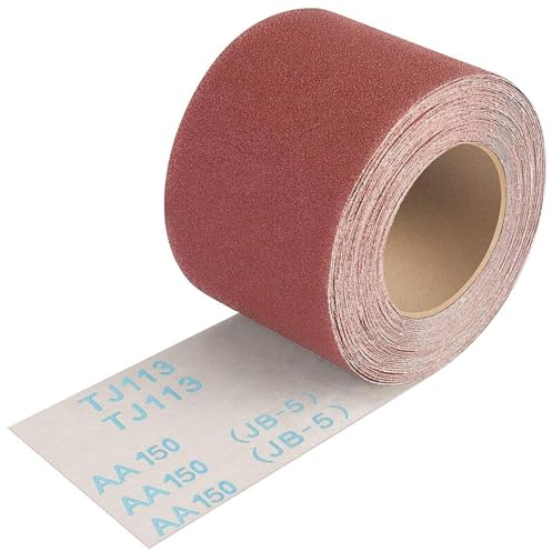 Shineboc Schleifpapier Rolle Körnung 150, 93 mm x 10 m Schleifleinen Rolle für Handschleifer zum Holz Metall