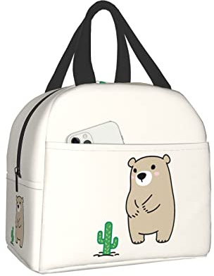 FJAUOQ Bear Polar Cactus Lunch Bag Scatola da viaggio Lavoro Bento Cooler Tote riutilizzabile Scatole da picnic Contenitore isolato Borse per la spesa Per adulti Donna Uomo