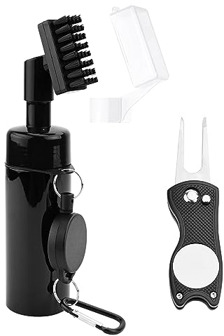 Bekecidi Golfschläger-Reinigungsbürste, Professioneller Golf-Rillenreiniger, Golf-Reinigungsbürste, Grüner Golfball-Reiniger mit eingebautem Wasserspray, mit Push-On Wasserflasche, Golfzubehör