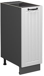 Vicco Apothekerschrank Fame-Line, Weiß Landhaus, 30 cm | MDF-Front · Ohne Arbeitsplatte · Höhenverstellbare Füße · Metallgriffe · Metall-Vollauszüge