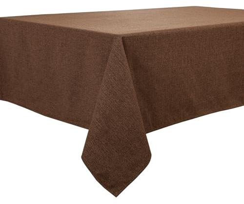 Tischdecke in Dunkelbraun 140 x 180 cm, wasserabweisend, mit Leinenoptik | Rechteckig, bügelfrei, waschbar, Restaurant, Küche, Esstisch, Party, Outdoor, Dekorativ, Weihnachten, Neujahr, Café, Garten